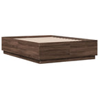 Bettgestell mit LED Braun Eichen-Optik 135x190 cm Holzwerkstoff