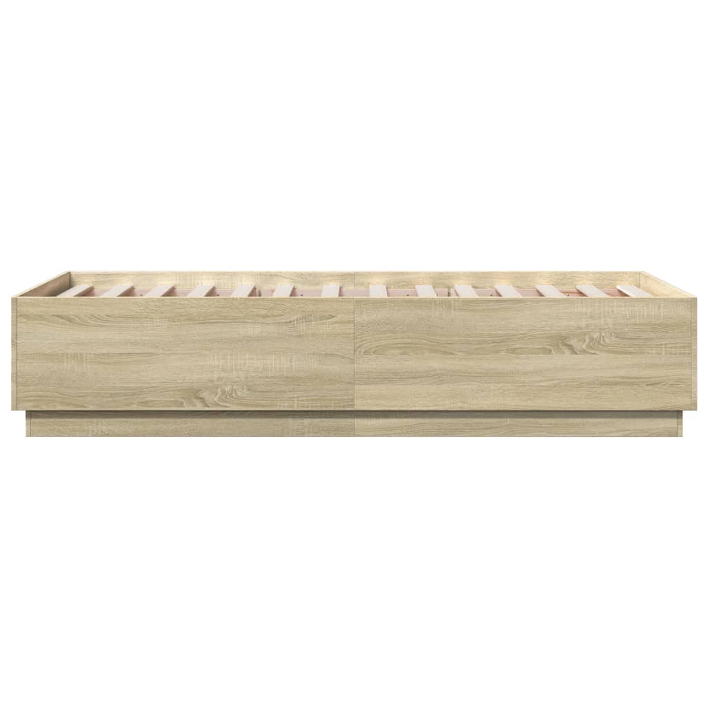 Bettgestell mit LED Sonoma-Eiche 75x190 cm Holzwerkstoff