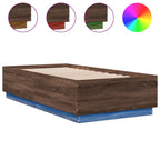 Bettgestell mit LED Braun Eichen-Optik 75x190 cm Holzwerkstoff