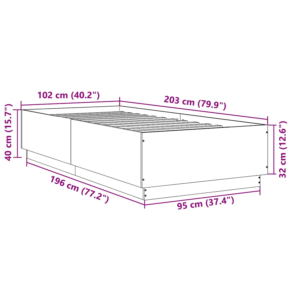 Bettgestell Schwarz 100x200 cm Holzwerkstoff