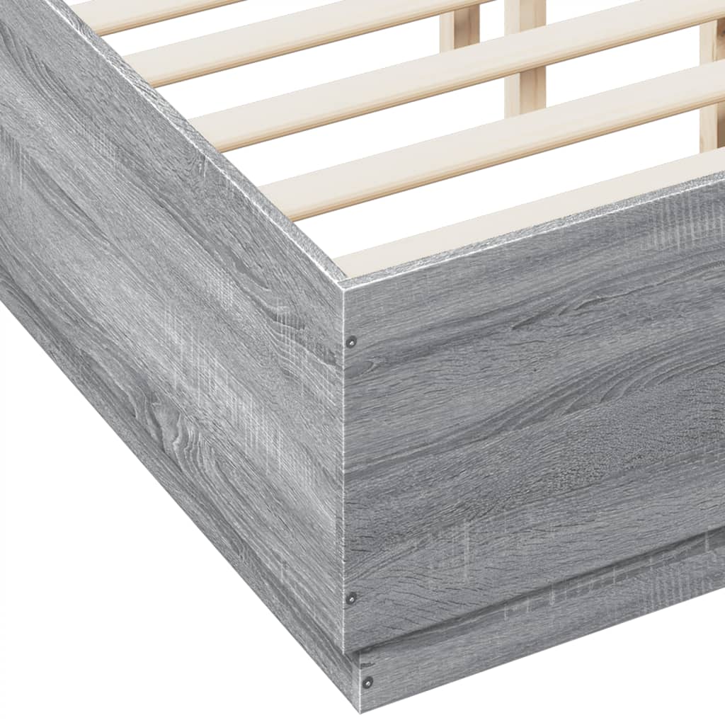 Bettgestell Grau Sonoma 135x190 cm Holzwerkstoff