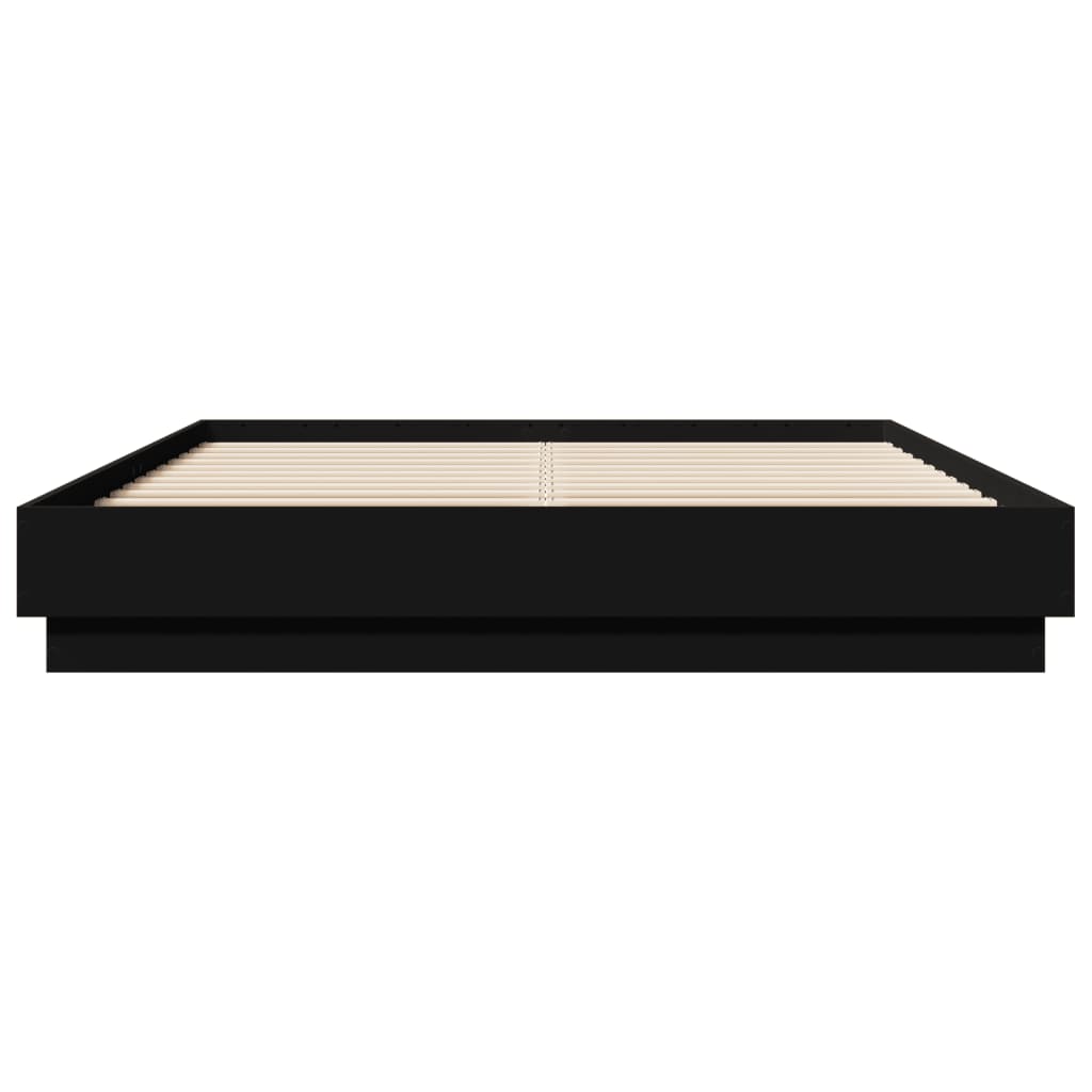 Bettgestell mit LED ohne Matratze Schwarz 150x200 cm