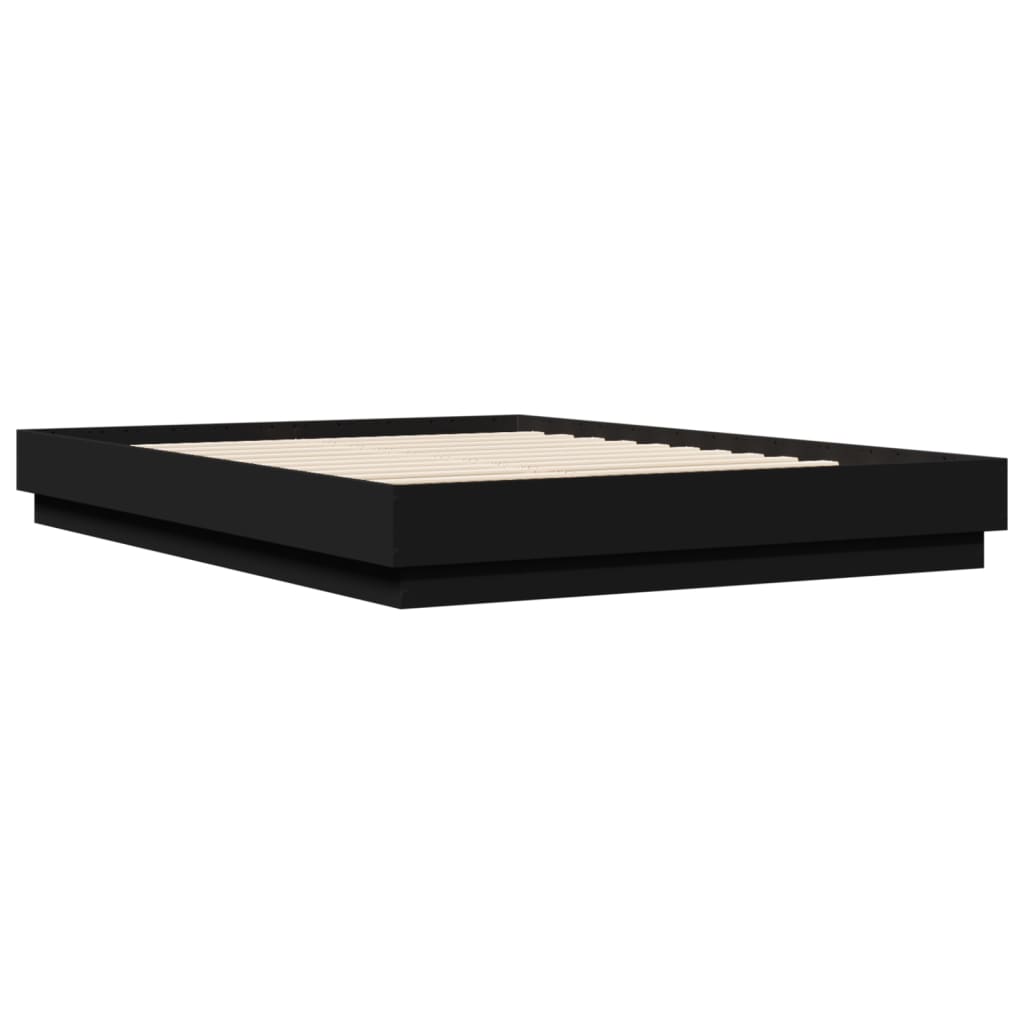 Bettgestell mit LED ohne Matratze Schwarz 150x200 cm