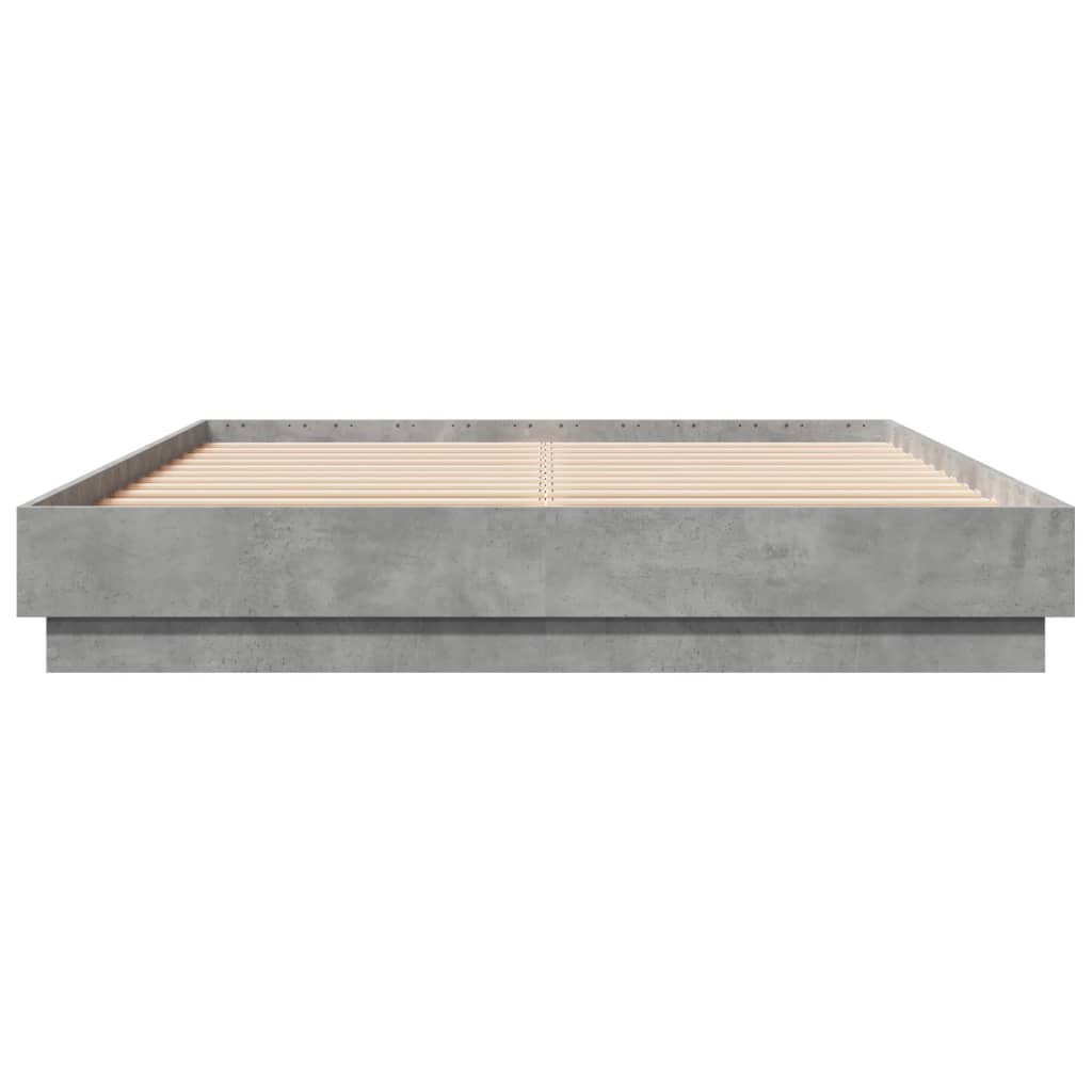 Bettgestell mit LED Betongrau 150x200 cm