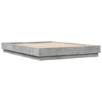 Bettgestell mit LED Betongrau 150x200 cm