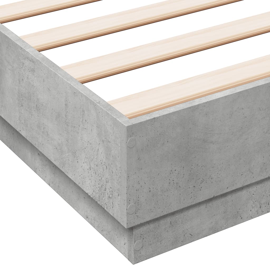 Bettgestell mit LED Betongrau 150x200 cm