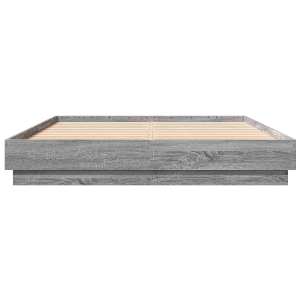 Bettgestell mit LED Grau Sonoma-Eiche 120x200 cm