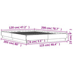 Bettgestell Betongrau 120x200 cm Holzwerkstoff