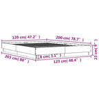 Bettgestell Grau Sonoma 120x200 cm Holzwerkstoff
