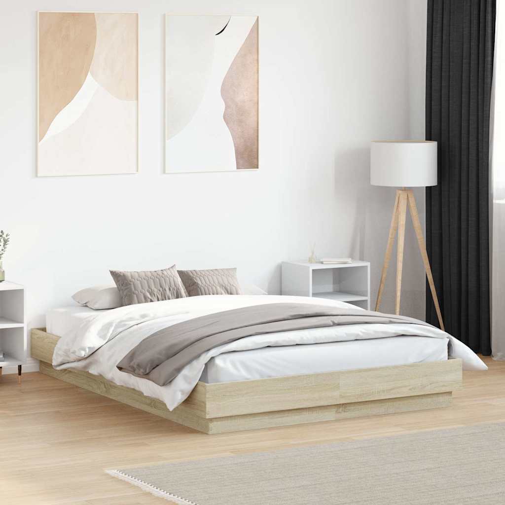 Bettgestell Sonoma-Eiche 135x190 cm Holzwerkstoff