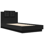 Bettgestell mit Kopfteil Schwarz 75x190 cm Holzwerkstoff