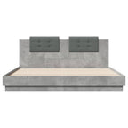 Bettgestell mit Kopfteil und LED-Leuchten Betongrau 200x200 cm