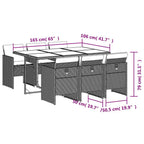 7-tlg. Garten-Essgruppe mit Kissen Braun Poly Rattan