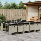 11-tlg. Garten-Essgruppe mit Kissen Hellgrau Poly Rattan