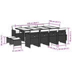 13-tlg. Garten-Essgruppe mit Kissen Braun Poly Rattan