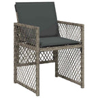 5-tlg. Garten-Essgruppe mit Kissen Grau Poly Rattan