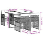 5-tlg. Garten-Essgruppe mit Kissen Braun Poly Rattan