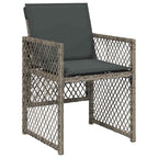 5-tlg. Garten-Essgruppe mit Kissen Grau Poly Rattan