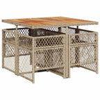 5-tlg. Garten-Essgruppe mit Kissen Beige Poly Rattan
