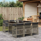 7-tlg. Garten-Essgruppe mit Kissen Grau Poly Rattan