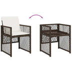 7-tlg. Garten-Essgruppe mit Kissen Braun Poly Rattan