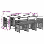 7-tlg. Garten-Essgruppe mit Kissen Grau Poly Rattan