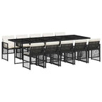 11-tlg. Garten-Essgruppe mit Kissen Schwarz Poly Rattan