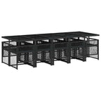 11-tlg. Garten-Essgruppe mit Kissen Schwarz Poly Rattan