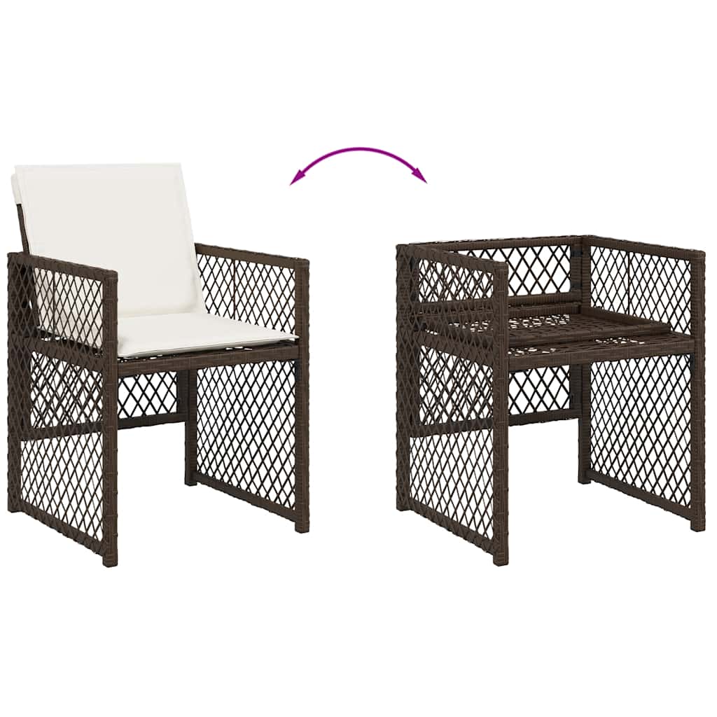 11-tlg. Garten-Essgruppe mit Kissen Braun Poly Rattan