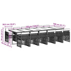13-tlg. Garten-Essgruppe mit Kissen Schwarz Poly Rattan