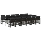 13-tlg. Garten-Essgruppe mit Kissen Schwarz Poly Rattan