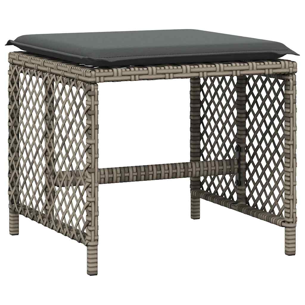 9-tlg. Garten-Essgruppe mit Kissen Grau Poly Rattan