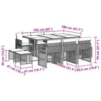 11-tlg. Garten-Essgruppe mit Kissen Schwarz Poly Rattan
