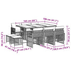 11-tlg. Garten-Essgruppe mit Kissen Braun Poly Rattan
