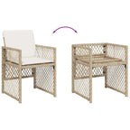 11-tlg. Garten-Essgruppe mit Kissen Beige Poly Rattan