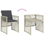 13-tlg. Garten-Essgruppe mit Kissen Hellgrau Poly Rattan