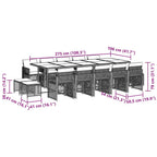15-tlg. Garten-Essgruppe mit Kissen Grau Poly Rattan