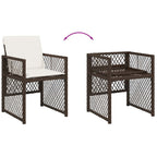 17-tlg. Garten-Essgruppe mit Kissen Braun Poly Rattan