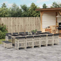17-tlg. Garten-Essgruppe mit Kissen Hellgrau Poly Rattan