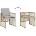 9-tlg. Garten-Essgruppe mit Kissen Beigemischung Poly Rattan