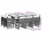 11-tlg. Garten-Essgruppe mit Kissen Schwarz Poly Rattan