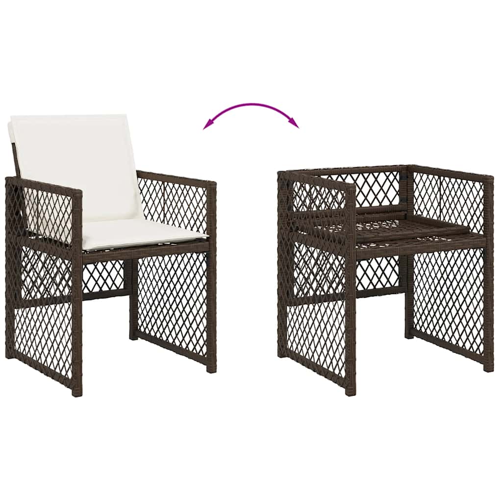 11-tlg. Garten-Essgruppe mit Kissen Braun Poly Rattan