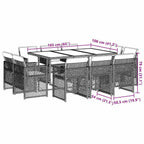 11-tlg. Garten-Essgruppe mit Kissen Hellgrau Poly Rattan