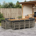 13-tlg. Garten-Essgruppe mit Kissen Grau Poly Rattan