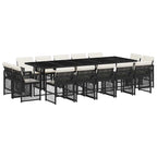 15-tlg. Garten-Essgruppe mit Kissen Schwarz Poly Rattan