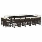 15-tlg. Garten-Essgruppe mit Kissen Braun Poly Rattan