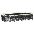 17-tlg. Garten-Essgruppe mit Kissen Schwarz Poly Rattan