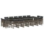 17-tlg. Garten-Essgruppe mit Kissen Grau Poly Rattan