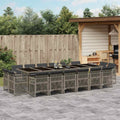 17-tlg. Garten-Essgruppe mit Kissen Grau Poly Rattan