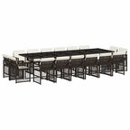 17-tlg. Garten-Essgruppe mit Kissen Braun Poly Rattan